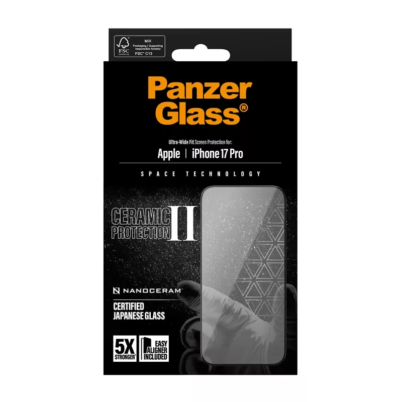 PanzerGlass ® Ceramic II ekraanikaitse iPhone 17 Pro | Ülilai sobivus koos EasyAligneriga
