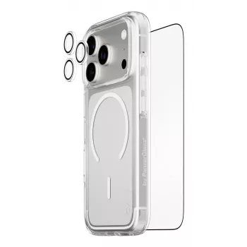 Ekraanikaitsekomplekt PanzerGlass CARE 3-in-1 Flagship Explorer iPhone 17 Pro jaoks — karastatud klaas, PET, silikoon, läbipaistev
