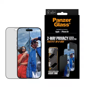Ekraanikaitse PanzerGlass Privacy iPhone Airile — karastatud klaas, ülilai katvus, privaatsusfilter, FASTFIT