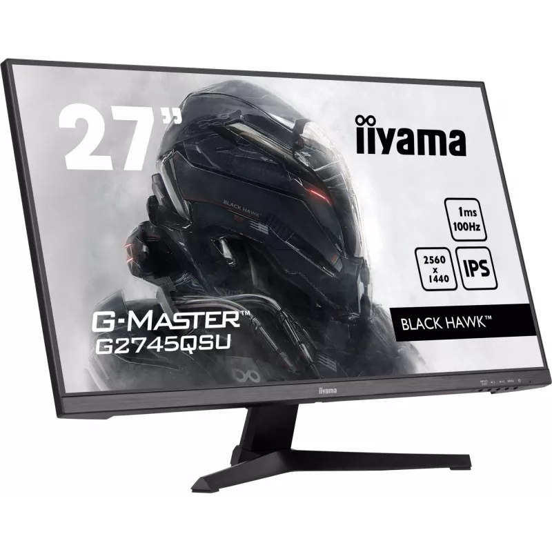 27-tolline IIYAMA G-MASTER G2745QSU-B2 mängumonitor, 2560×1440 WQHD, IPS, 100 Hz, 1 ms, HDMI/DP, USB 3.2 jaotur, kõlarid, VESA