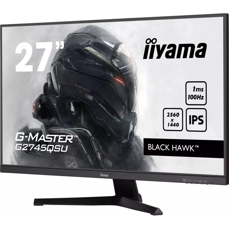 27-tolline IIYAMA G-MASTER G2745QSU-B2 mängumonitor, 2560×1440 WQHD, IPS, 100 Hz, 1 ms, HDMI/DP, USB 3.2 jaotur, kõlarid, VESA