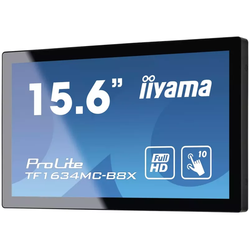 iiyama ProLite TF1634MC-B8X arvutimonitor 39,6 cm (15,6 tolli) 1920 x 1080 pikslit Full HD LED puuteekraaniga mitme kasutaja jaoks, must