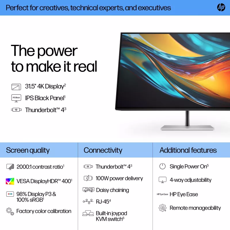 HP Series 7 Pro 31,5-tolline 4K Thunderbolt 4 monitor - 732pk
