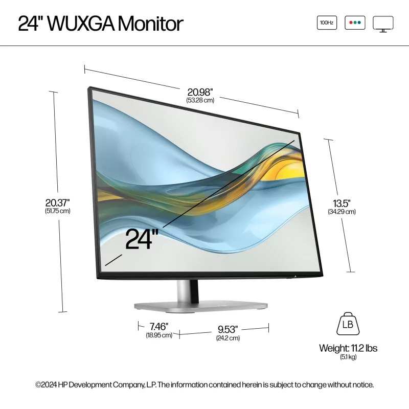 HP Series 5 Pro 24-tolline WUXGA monitor - 524pn, 61 cm (24 tolli), 1920 x 1200 pikslit, WUXGA, LCD, 5 ms, must