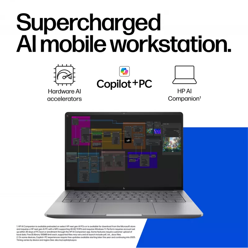 HP ZBook Ultra G1a Copilot+ PC AMD Ryzen AI Max PRO 390 35,6 cm (14 tolli) WUXGA 32 GB LPDDR5x-SDRAM Wi-Fi 7 (802.11be) Windows 11 Pro AI tööjaam, AI PC hõbedane