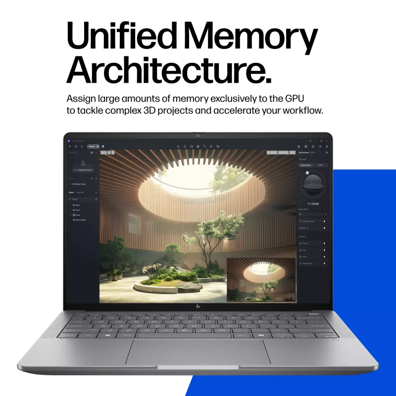 HP ZBook Ultra G1a Copilot+ PC AMD Ryzen AI Max PRO 390 35,6 cm (14 tolli) WUXGA 32 GB LPDDR5x-SDRAM Wi-Fi 7 (802.11be) Windows 11 Pro AI tööjaam, AI PC hõbedane