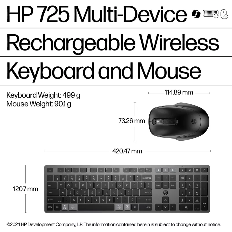 HP 725 Multi-Device laetav juhtmevaba klaviatuuri ja hiire komplekt