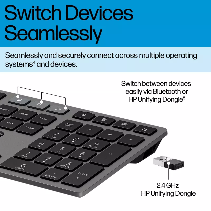 HP 725 Multi-Device laetav juhtmevaba klaviatuuri ja hiire komplekt
