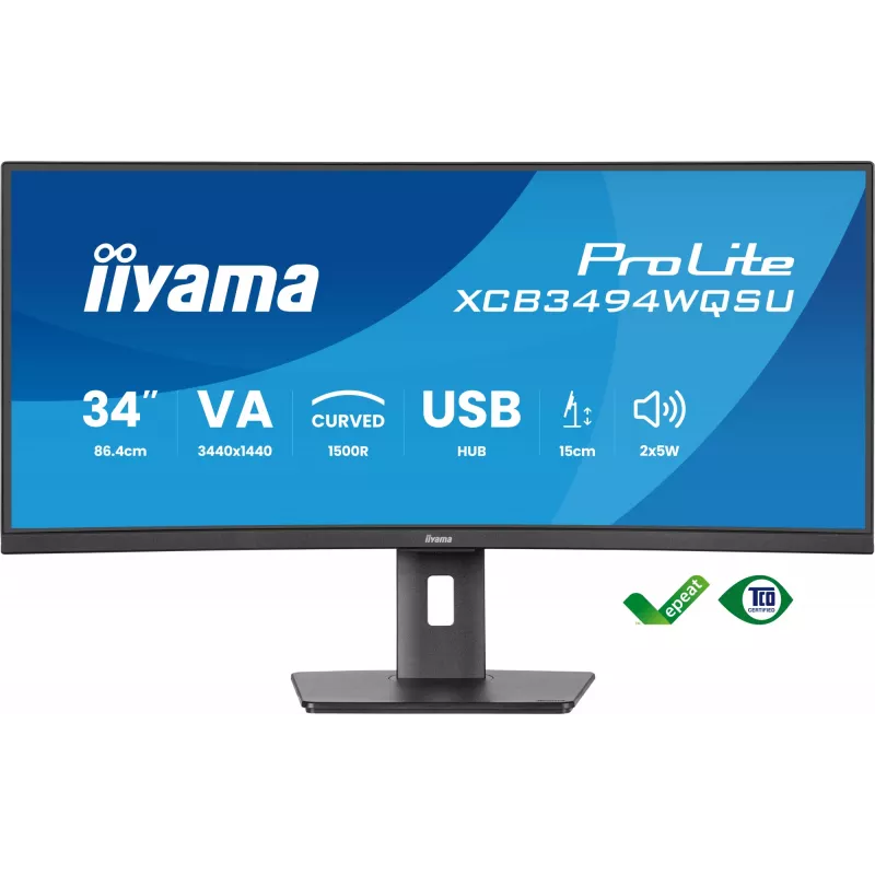 iiyama ProLite XCB3494WQSU-B1 arvutimonitor 86,4 cm (34 tolli) 3440 x 1440 pikslit UltraWide Quad HD LED must