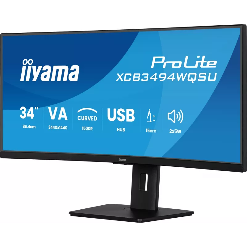 iiyama ProLite XCB3494WQSU-B1 arvutimonitor 86,4 cm (34 tolli) 3440 x 1440 pikslit UltraWide Quad HD LED must