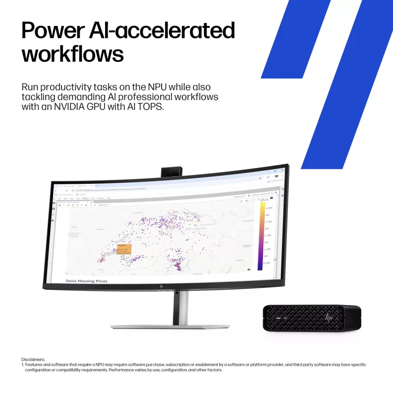 HP Z2 G1i Intel Core Ultra 7 265K 32 GB DDR5-SDRAM NVIDIA RTX 2000 Ada Windows 11 Pro Mini PC Tööjaam AI Tööjaam, AI PC
