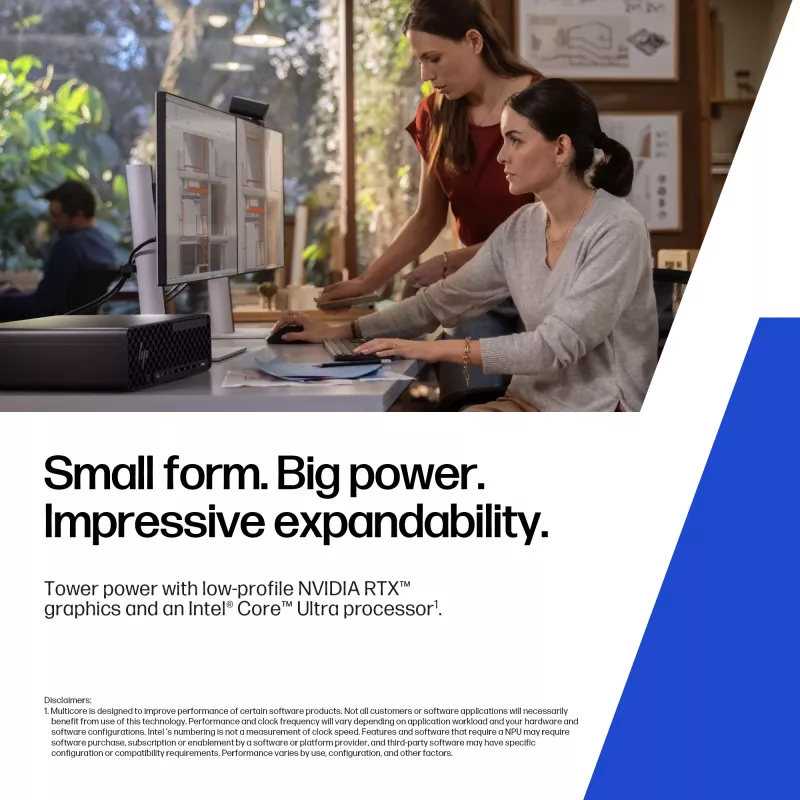 HP Z2 SFF G1i Intel Core Ultra 7 265K 32 GB DDR5-SDRAM NVIDIA RTX A400 Windows 11 Pro tööjaam AI tööjaam, AI PC