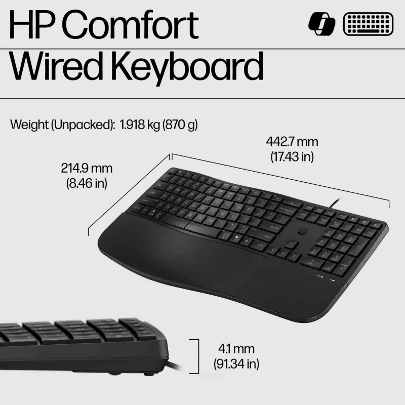 HP 480 Comfort juhtmega klaviatuur