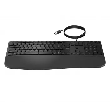 HP 485 Comfort juhtmega klaviatuur, täissuuruses USB-membraanklaviatuur randmetoega