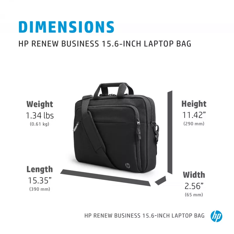 HP Renew Business 15,6-tolline sülearvutikott, Messenger-tüüpi ümbris, 39,6 cm (15,6 tolli), 610 g