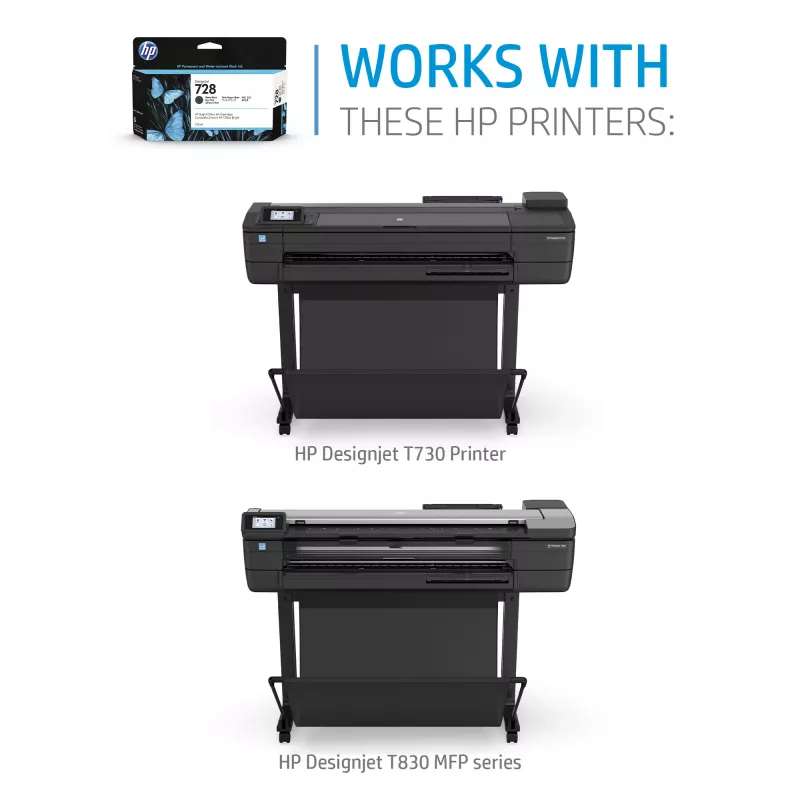 HP 728 300-ml mattmust DesignJet tindikassett