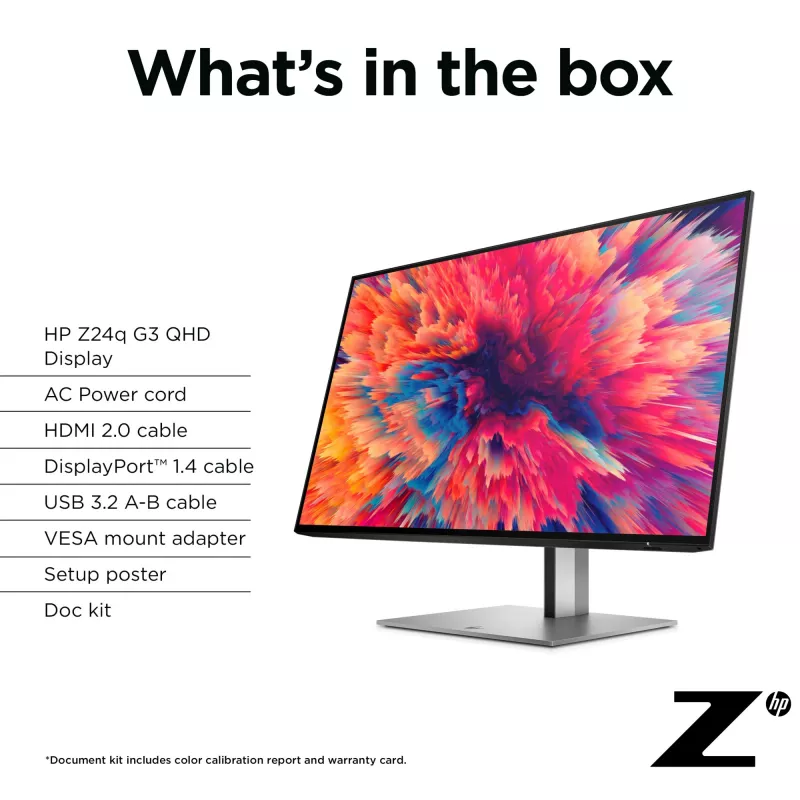 HP Z24q G3 QHD-ekraan, 60,5 cm (23,8 tolli), 2560 x 1440 pikslit, Quad HD, LCD, 5 ms, hõbedane