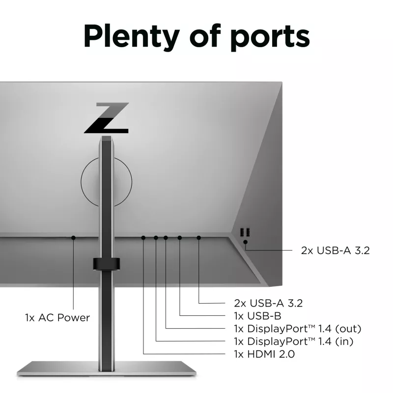 HP Z24q G3 QHD-ekraan, 60,5 cm (23,8 tolli), 2560 x 1440 pikslit, Quad HD, LCD, 5 ms, hõbedane