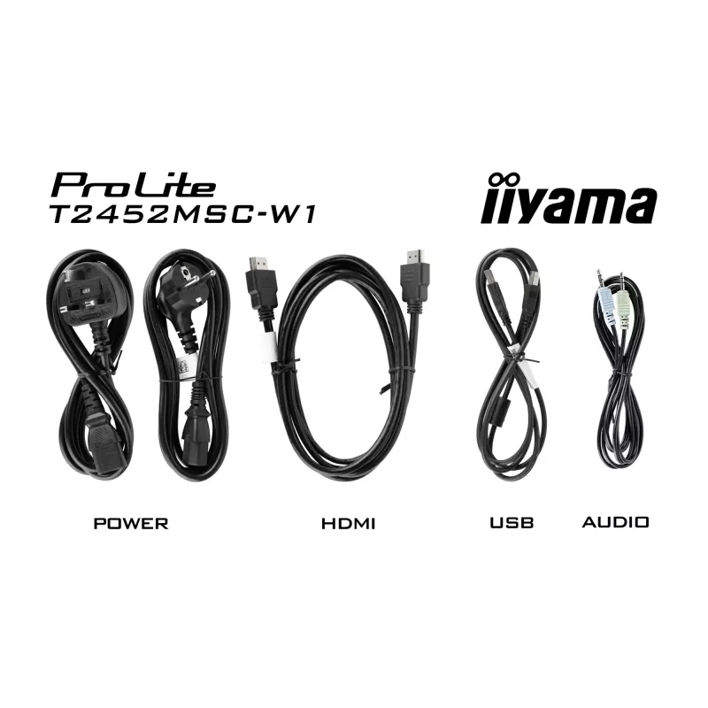 iiyama ProLite T2452MSC-W1 arvutimonitor 61 cm (24 tolli) 1920 x 1080 pikslit Full HD LCD puuteekraan Mitmekasutaja Valge