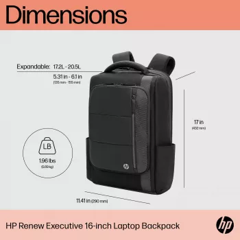 HP Renew Executive 16-tolline sülearvuti seljakott, Seljakott, 40.9 cm (16.1 tolli), 890 g