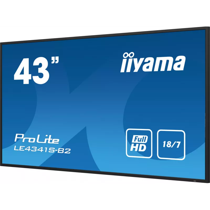 iiyama PROLITE LE4341S-B2 Digitaalne infotahvel 108 cm (42.5 tolli) LCD 350 cd/m² Full HD Must 18/7