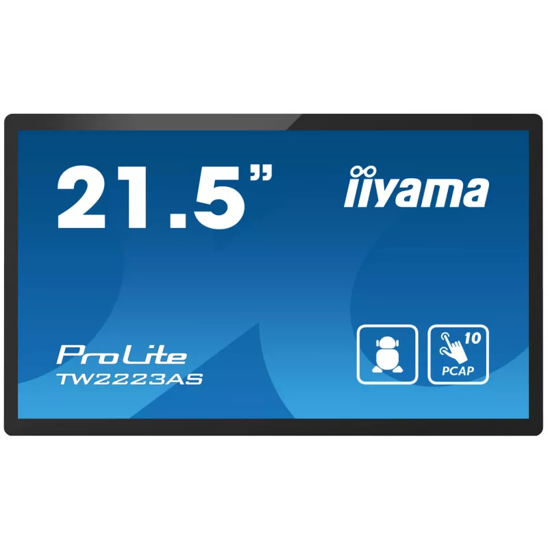 iiyama TW2223AS-B2 Signage-ekraan Interaktiivne lamepaneel 54,6 cm (21,5 tolli) Wi-Fi 345 cd/m² Full HD Must Puuteekraan Sisseehitatud protsessor Android 24/7