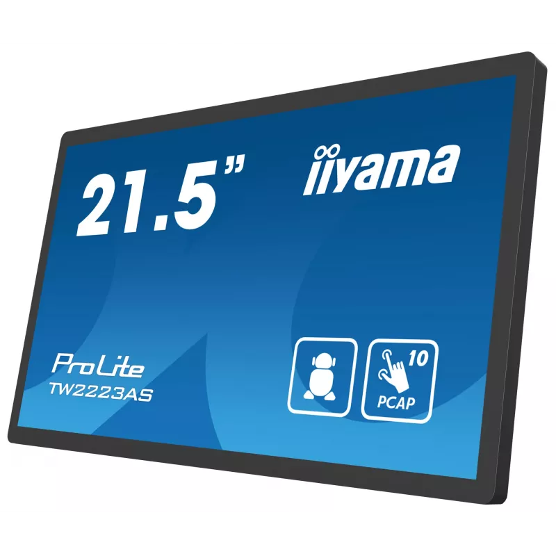 iiyama TW2223AS-B2 Signage-ekraan Interaktiivne lamepaneel 54,6 cm (21,5 tolli) Wi-Fi 345 cd/m² Full HD Must Puuteekraan Sisseehitatud protsessor Android 24/7