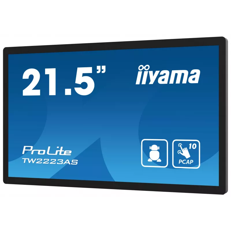 iiyama TW2223AS-B2 Signage-ekraan Interaktiivne lamepaneel 54,6 cm (21,5 tolli) Wi-Fi 345 cd/m² Full HD Must Puuteekraan Sisseehitatud protsessor Android 24/7