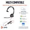 HP Poly Mustwire 3315 Monaural Microsoft Teams Certified USB-C peakomplekt +3,5 mm pistik +USB-C/A adapter