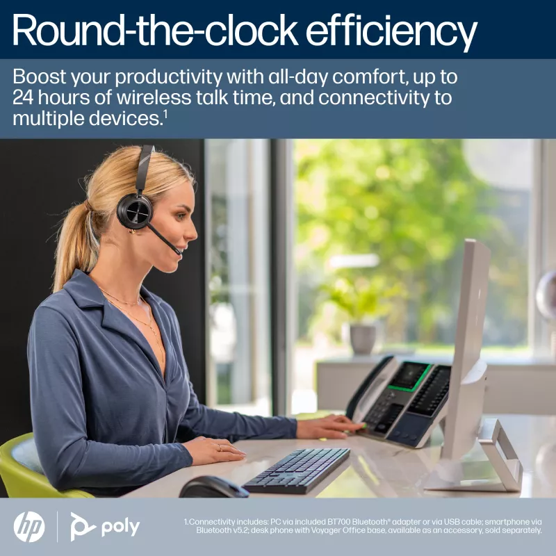 HP Poly Voyager 4310 Microsoft Teams sertifitseeritud peakomplekt + BT700 dongel + laadimisalus