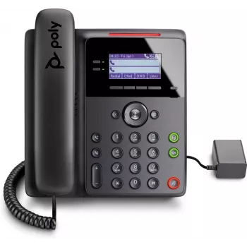 IP-telefon POLY Edge B10 must, juhtmega mikrofon, 2 liini, LCD-ekraan