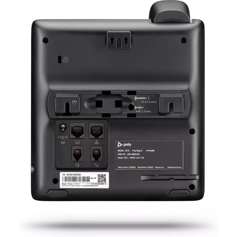 IP-telefon POLY Edge B10 must, juhtmega mikrofon, 2 liini, LCD-ekraan