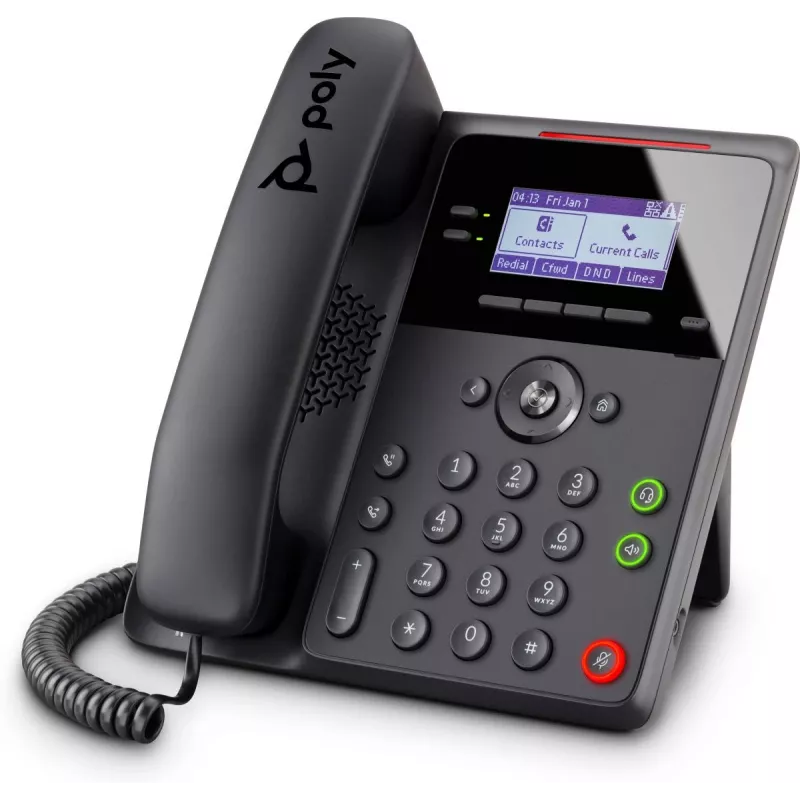 IP-telefon POLY Edge B10 must, juhtmega mikrofon, 2 liini, LCD-ekraan
