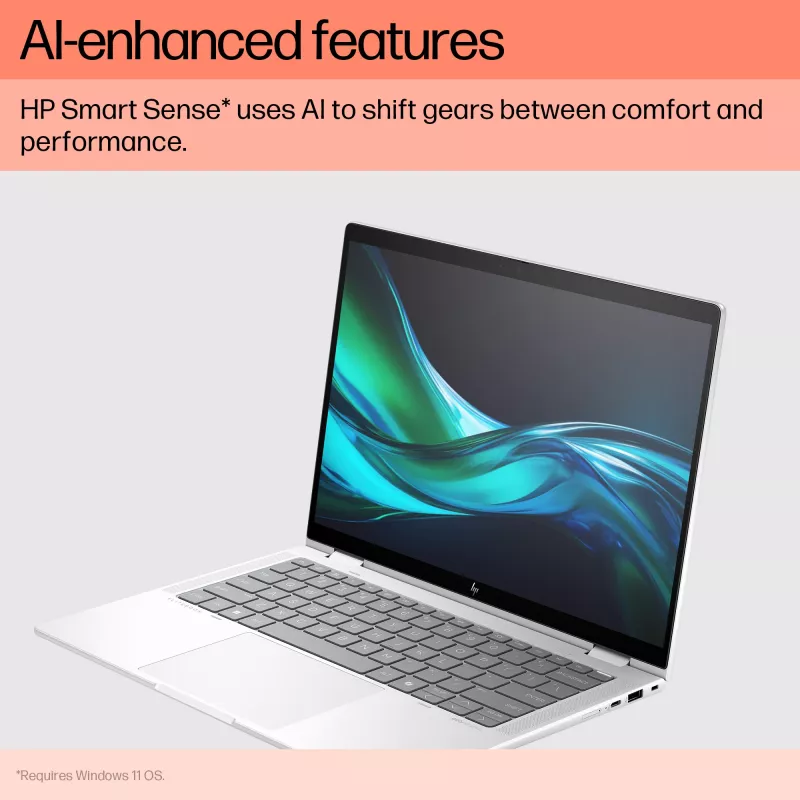 HP Elite x360 1040 G11 Intel Core Ultra 7 155H Hübriid (2-in-1) 35,6 cm (14 tolli) puuteekraan 2.8K 32 GB LPDDR5x-SDRAM 1 TB SSD Wi-Fi 7 (802.11be) Windows 11 Pro AI PC hõbedane