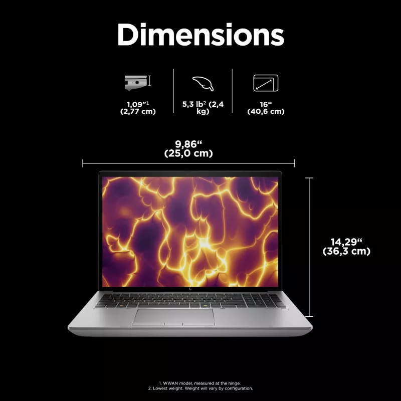 HP ZBook Fury 16 G11 Intel® Core™ i9 i9-14900HX 40,6 cm (16 tolli) WQUXGA 64 GB DDR5-SDRAM NVIDIA RTX 4000 Ada Wi-Fi 7 (802.11be) Windows 11 Pro AI tööjaam, AI PC