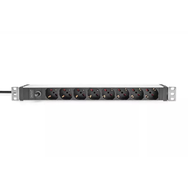 DIGITUS 1U alumiiniumist PDU, 8x Itaalia pistikupesa, eelkaitsega 10 A pistik, 250 VAC