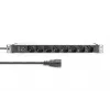 DIGITUS 1U alumiiniumist PDU, 8x Itaalia pistikupesa, eelkaitsega 10 A pistik, 250 VAC