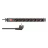 DIGITUS PDU - 1U alumiiniumist riiulile paigaldatav toitejaotusseade 7x turvaline + 1x pistikupesa 16A 4000W 250VAC 50/60Hz ülekoormuskaitse