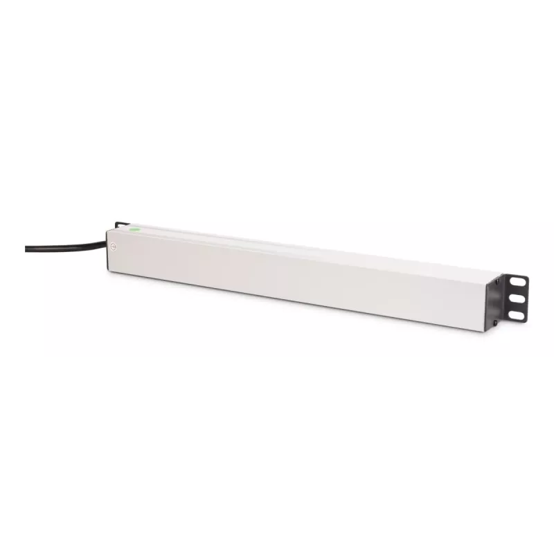 DIGITUS PDU - 1U alumiiniumist riiulile paigaldatav toitejaotusseade 7x turvaline + 1x pistikupesa 16A 4000W 250VAC 50/60Hz ülekoormuskaitse