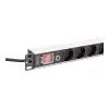 DIGITUS PDU - 1U alumiiniumist riiulile paigaldatav toitejaotusseade 7x turvaline + 1x pistikupesa 16A 4000W 250VAC 50/60Hz ülekoormuskaitse