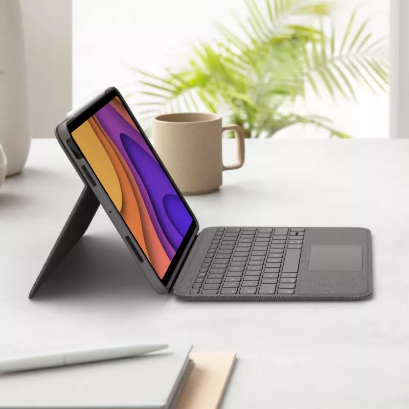 LOGITECH Folio Touch tagasivalgustusega klaviatuurikorpus puuteplaadiga Oxford Grey iPad Air (4. põlvkond) jaoks, saksa Qwertz