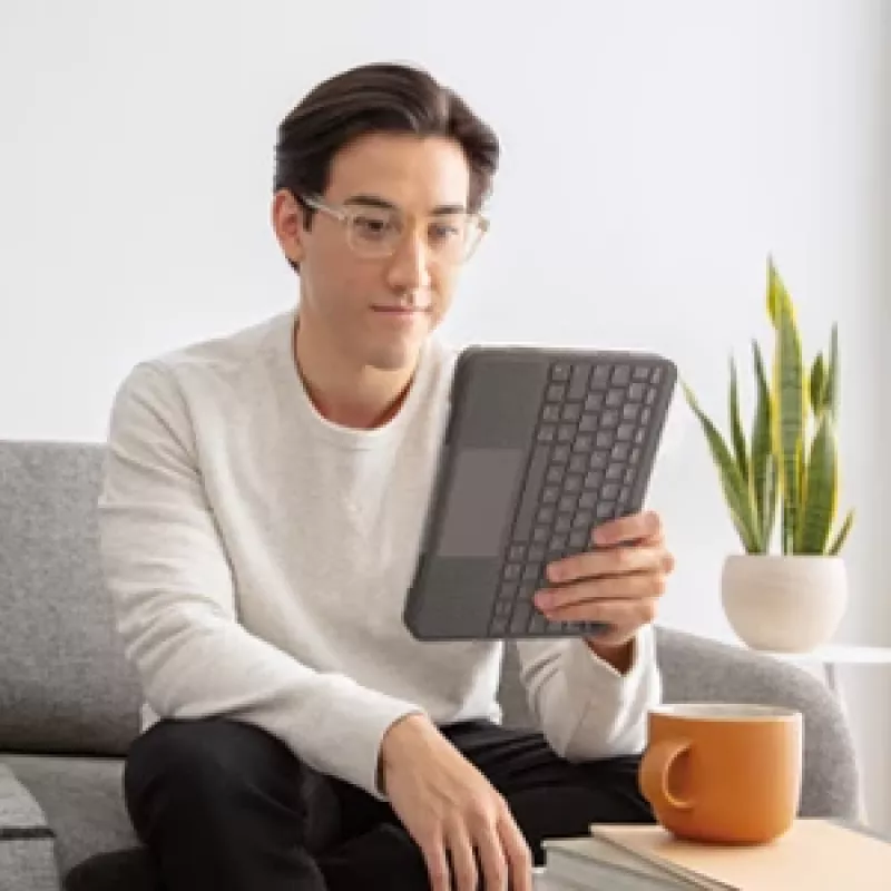 LOGITECH Folio Touch tagasivalgustusega klaviatuurikorpus puuteplaadiga Oxford Grey iPad Air (4. põlvkond) jaoks, saksa Qwertz