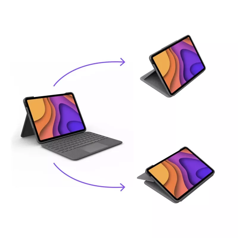 LOGITECH Folio Touch tagasivalgustusega klaviatuurikorpus puuteplaadiga Oxford Grey iPad Air (4. põlvkond) jaoks, saksa Qwertz