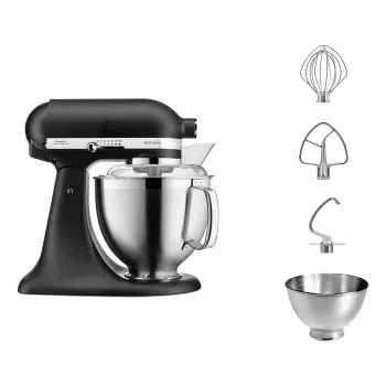Köögikombain KITCHENAID ARTISAN 5KSM185PS — 4,8 L roostevabast terasest kauss, 300 W, 10 kiirust, must