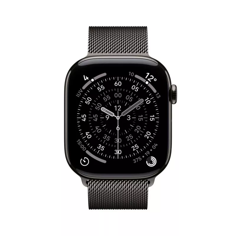 APPLE Watch Series 11 GPS + Cellular 46mm titaanist korpus tumehallis ja Slate Milanese Loop M/L