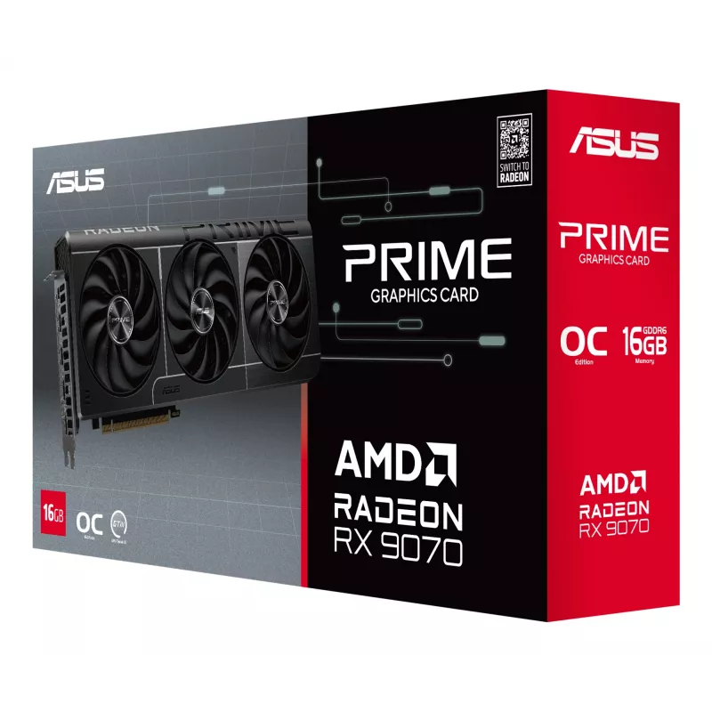 Graafikakaart ASUS Radeon RX 9070 16 GB GDDR6 PCIe 5.0 256-bit, 3-ventilaatoriga jahutus, PCI Express 5.0