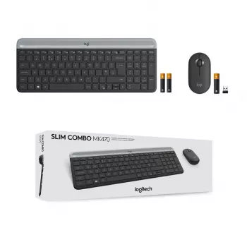 Logitech MK470 juhtmeta klaviatuur+hiir, grafiit, hiir kaasas, QWERTY US, USB