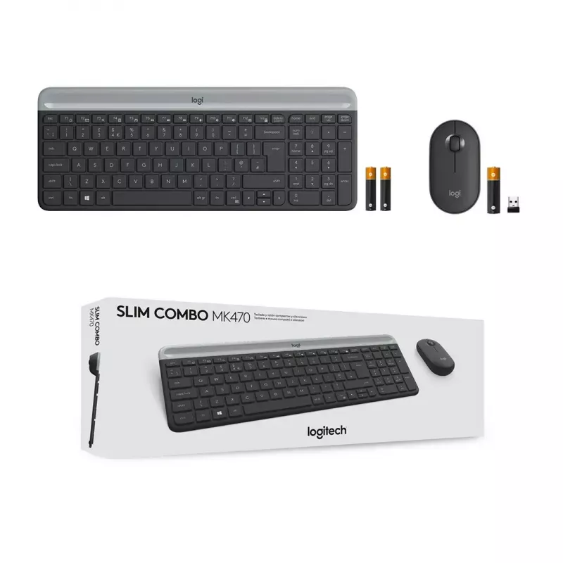 Logitech MK470 juhtmeta klaviatuur+hiir, grafiit, hiir kaasas, QWERTY US, USB
