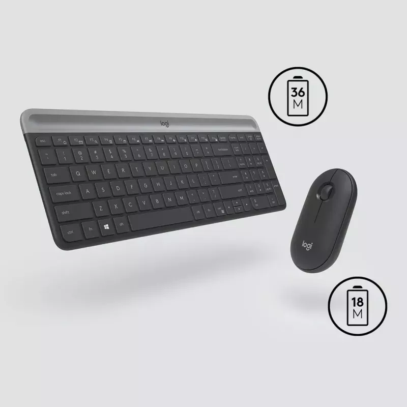 Logitech MK470 juhtmeta klaviatuur+hiir, grafiit, hiir kaasas, QWERTY US, USB