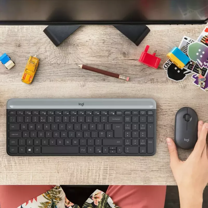 Logitech MK470 juhtmeta klaviatuur+hiir, grafiit, hiir kaasas, QWERTY US, USB